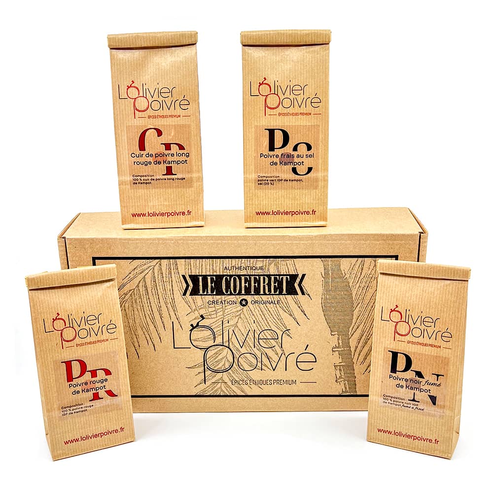 Coffret 4 poivres originaux de Kampot