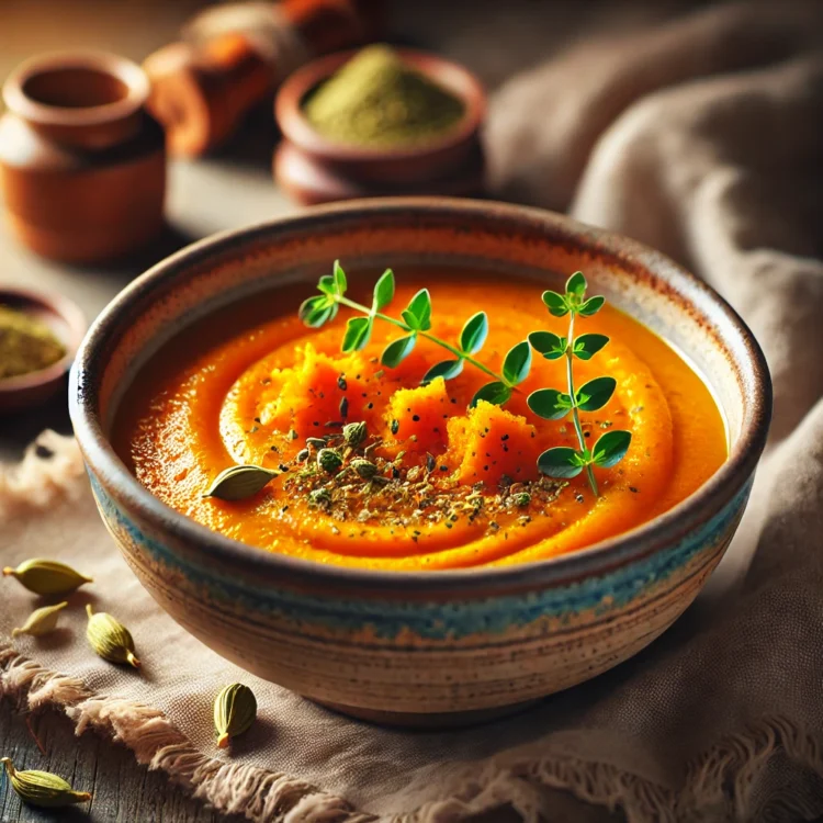 Soupe de patates douces à la cardamome et au gingembre